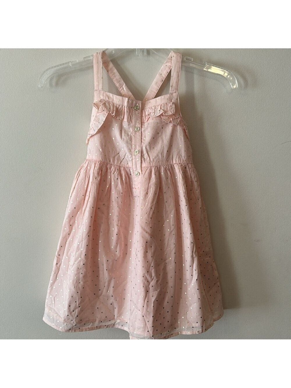 Rachel Zoe Toddler Gold Polka Dot Ruffle Trim Criss Cross Back Fit & Flare Dress